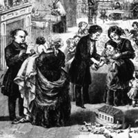 Engraving showing Dr Jenner and Dr West tending to patients